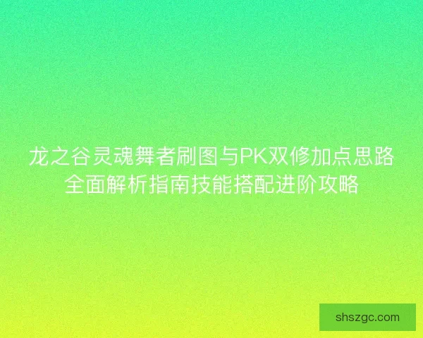 龙之谷灵魂舞者刷图与PK双修加点思路全面解析指南技能搭配进阶攻略